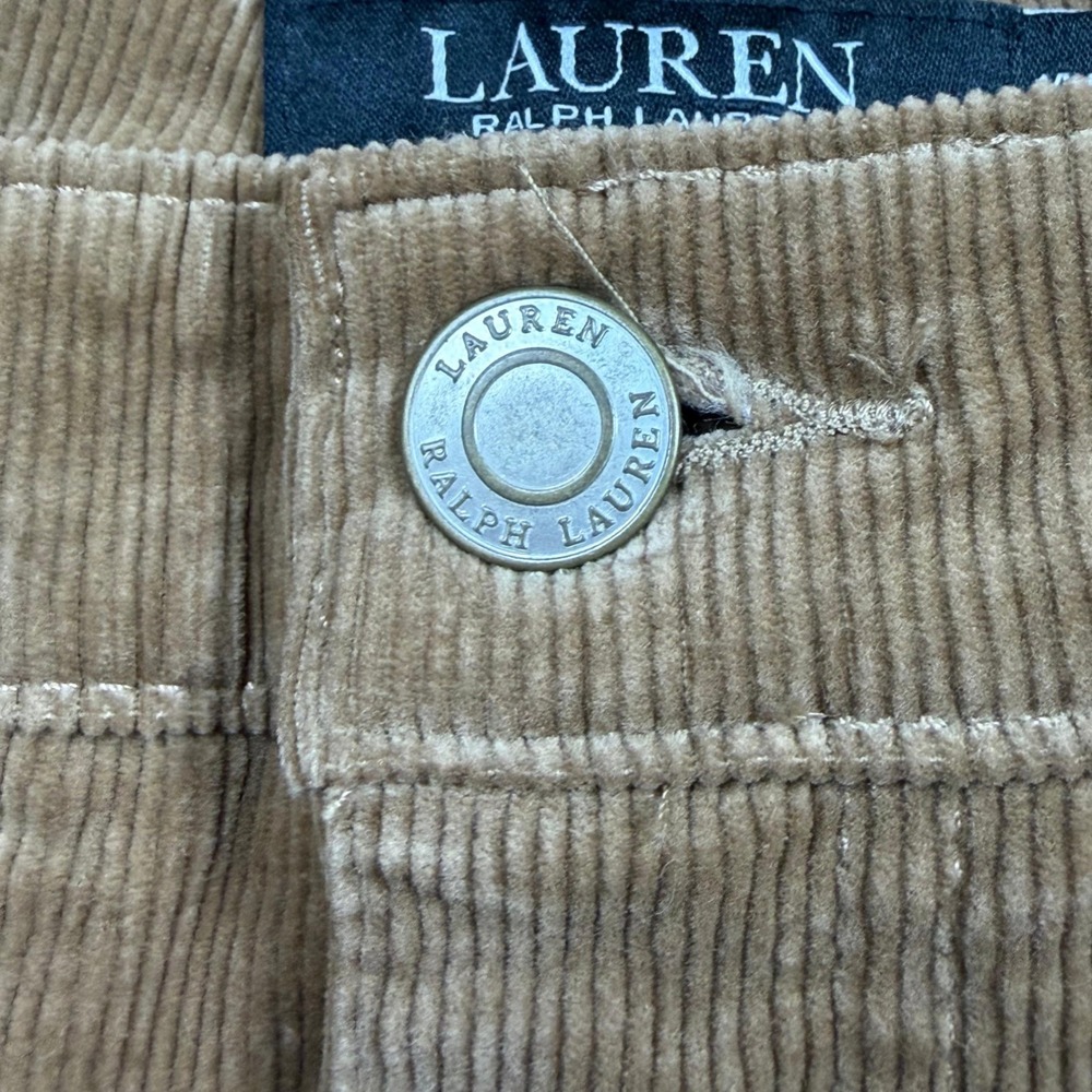 Lauren Ralph Lauren Tan Corduroy Straight Leg Pants Womens 14W Khaki Stretch - Picture 7 of 12